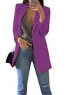 Blazer FLITAY feminino de manga comprida casual, aberto, frontal, roxo, GG
