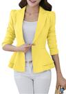 Blazer FLITAY feminino de manga comprida de algodão amarelo comercial