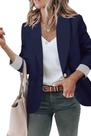 Blazer Genhoo Business Casual Open Front Azul Marinho S