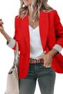 Blazer Genhoo Fashion Casual Work Jaqueta de Trabalho Feminina Vermelha