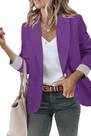 Blazer Genhoo feminino casual com bolso para escritório roxo XXL