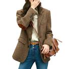 Blazer, jaqueta, chouyatou, feminina, outono, inverno, lã, marrom, XXL Blazer, jaqueta, chouyatou, feminina, outono, inverno, lã, marrom, XXL