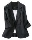 Blazer Jofemuho Linen para mulheres, trabalho, casual, negócios, preto