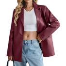 Blazer KateModa Faux Leather Burgundy para mulheres