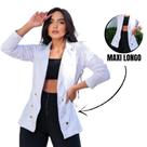 Blazer longo Maxi Feminino Com Botões Dourado Casaco Social Cardigan