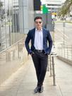 Blazer Masculino Slim Azul Marinho de Algodão e Elastano