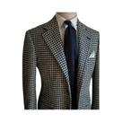 Blazer Masculino Xadrez Pied-de-Poule Com Lapela Entalhada, Jaqueta Social Formal, Casaco De Moda Blazer Masculino Xadrez Pied-de-Poule Com Lapela Entalhada, Jaqueta Social Formal, Casaco De Moda