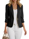 Blazer Mina Self preto com mangas 3/4 para mulheres, primavera de 2026