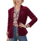 Blazer MINTLIMIT de veludo de manga comprida para mulheres vinho tinto-2