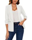 Blazer MINTLIMIT feminino casual, gola de xale, manga 3/4, branca