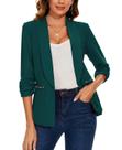 Blazer MINTLIMIT feminino, gola xale, manga 3/4, bolsos com zíper