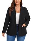 Blazer MINTLIMIT Plus Size com botão frontal, manga comprida, preto