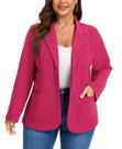 Blazer MINTLIMIT Plus Size de Manga Longa Rosa-Choque Blazer MINTLIMIT Plus Size de Manga Longa Rosa-Choque