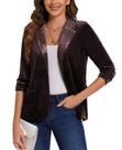 Blazer MINTLIMIT Velvet para mulheres com frente aberta, marrom 2GG