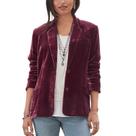 Blazer MINTLIMIT Velvet para mulheres com lapela entalhada, vinho tinto 2GG
