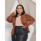 Blazer neoprene marrom Plus Size 58
