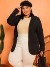 Blazer Plus Size Alfaiataria Casaco Manga Longa Feminino