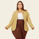 Blazer Plus Size Alfaiataria Feminino Blusa de Frio Lia Rosa