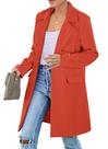 Blazer PRETTYGARDEN 2025 Manga Longa Bolsos Vermelho Laranja G