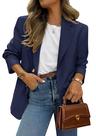 Blazer PRETTYGARDEN 2025 para mulheres, casual de negócios, azul marinho