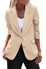 Blazer PRETTYGARDEN Bege Manga Longa Lapela Clássica XL Blazer PRETTYGARDEN Bege Manga Longa Lapela Clássica XL