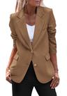 Blazer PRETTYGARDEN Caqui Médio com Lapela Clássica e Ombros Acolchoados