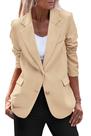 Blazer PRETTYGARDEN Feminino Manga Longa Lapela com Entalhe Caqui G Blazer PRETTYGARDEN Feminino Manga Longa Lapela com Entalhe Caqui G