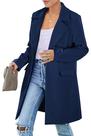 Blazer PRETTYGARDEN Marinho Manga Longa Lapela com Entalhe Tamanho S