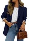 Blazer PRETTYGARDEN Outono 2025 Azul Escuro XL Forro de Onça