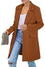 Blazer PRETTYGARDEN Outono 2025 Manga Longa Marrom XXL