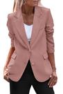 Blazer PRETTYGARDEN Rosa Escuro com Lapela Clássica Médio