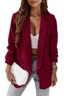 Blazer PRETTYGARDEN Vermelho Vinho Manga Longa Aberto M