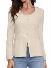 Blazer Suit Blazer Allegra K sem gola para mulheres, damasco Blazer Suit Blazer Allegra K sem gola para mulheres, damasco