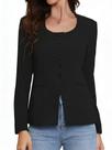 Blazer Suit Blazer Allegra K sem gola para mulheres, preto