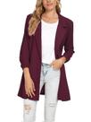 Blazer Unifizz Long para mulheres com botão frontal, vinho tinto