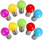 Blazers de noite com lâmpada LED G45 1W E27 multicoloridos, pacote com 10