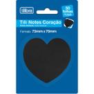 Bloco Adesivo de Notas Preto Coração Tili Notes 73x70mm 50 Folhas Tilibra Anotações Lembretes