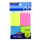 Bloco Adesivo Para Anotações 37.5x50mm Neon 4cores -c/400fls Colorido Kit 4un