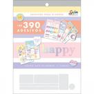 Bloco de adesivos decorados para planners happy - 12 folhas coloridas e variadas