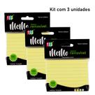 Bloco de Anotações Pautado Adesivo em Tons Pastel Memo Removível (kit com 3 unidades: AM/AM/AM)
