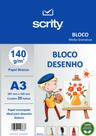 Bloco de Desenho Branco 20 folhas A3 140g Scrity