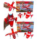 Bloco de Montar Avião de Bombeiro 86 Pçs Brinquedo de Montar Kit Festa Infantil Aniversário Criança