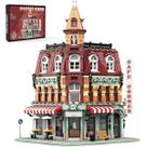 Bloco de Montar Café Urbano Retrô Com Led 1950 peças Decoração Brinquedo Educativo Infantil Adolescente Adulto Conjunto de Construção