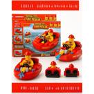 Bloco De Montar Lancha Barco de Bombeiro 87 Peças Brinquedo Tipo Lego Lembrancinha Infantil Criança