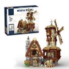Bloco de Montar Moinho de Vento Medieval Retrô 2808 peças Decoração Brinquedo Educativo Infantil Adolescente Adulto Conjunto de Construção
