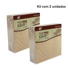 Bloco Memo Autoadesivo Kraft/Branco Médio: 75mmX75mm (kit com 2 unidades)