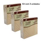 Bloco Memo Autoadesivo Kraft/Branco Médio: 75mmX75mm (kit com 3 unidades)
