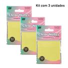 Bloco Memo Autoadesivo Transparente em Pet Clear Notes (kit com 3 unidades: AM/AM/AM)