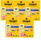 Bloco para desenho a4 branco kit 5un 140g c/ 20f - usapel Bloco para desenho a4 branco kit 5un 140g c/ 20f - usapel