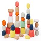 Blocos de construção de rochas empilháveis de madeira MTTIERY 36PCS 3-5 anos